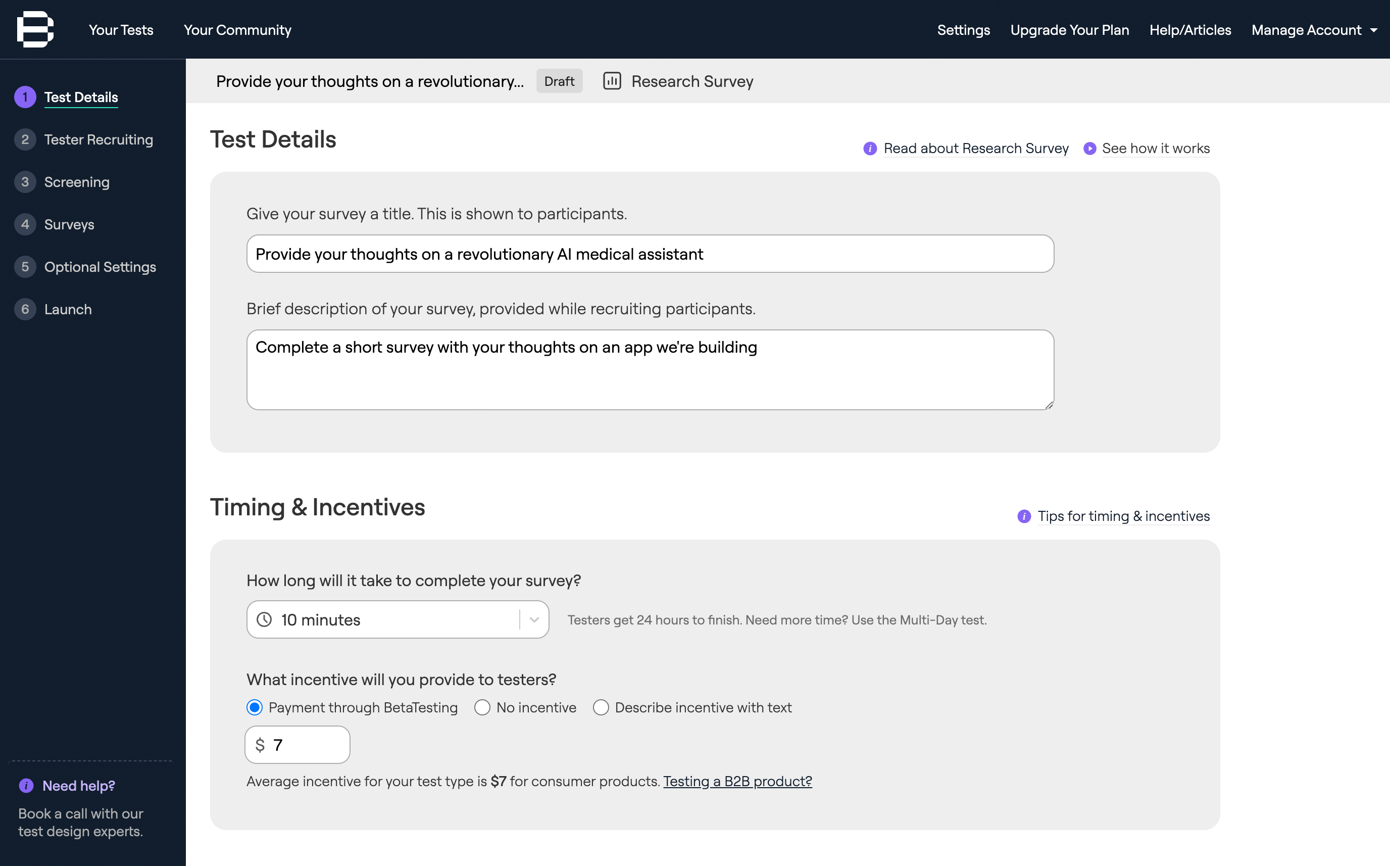 Product survey demo video
